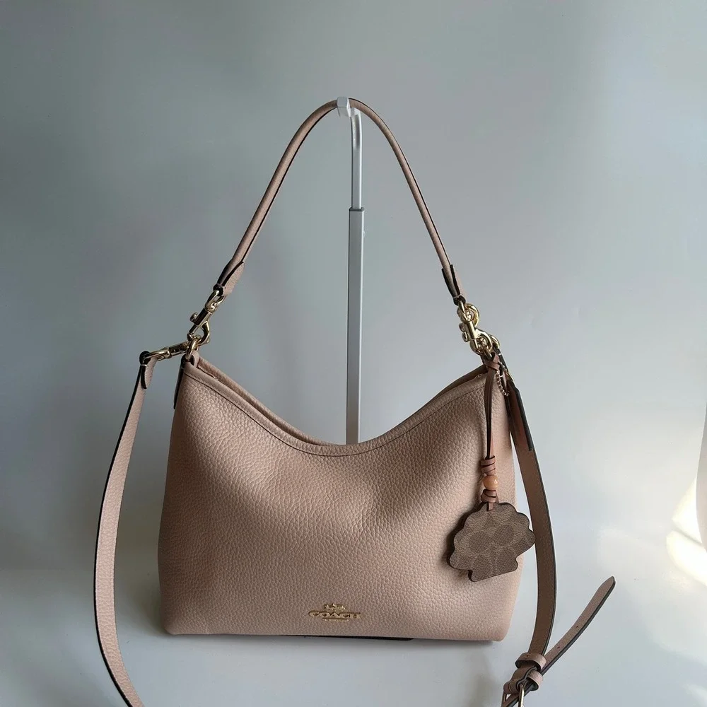 Coach Laurel Shoulder Bag Cream Tan Pebbled Leather Bag CBH81